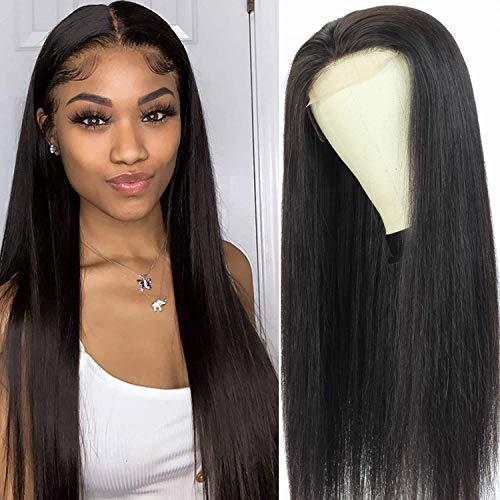 WOWQUEEN Lace Frontal Wigs Human Hair… (22 inch, 4×4 Straight Wig)