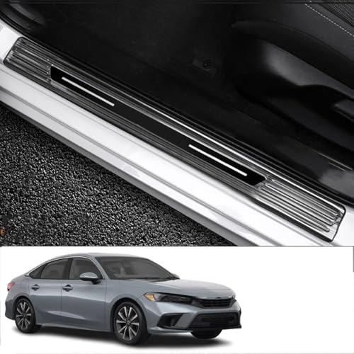Xinrsheag Custom Interior Accessorie Car Out Door Sill Protector Entry Guard Hood Scuff Plates Stainless Steel ScratchResistance 4 pieces/set(black) for Honda 11th Civic generation 2022 2023