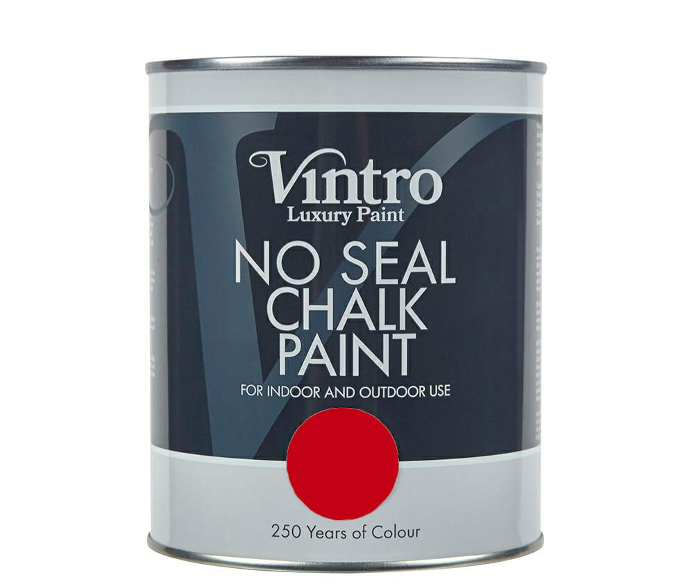 Vintro | No Seal Chalk Paint | Crimson Red | Interior & Exterior Use | Furniture | Walls | Wood | Metal | 1 Litre (Dante's Dream) — image 1
