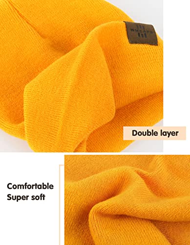 Kids Beanie, Warm Soft Winter Hats for Boys Girls Toddler Baby Children, Double Layer Knit Cap (Yellow)3