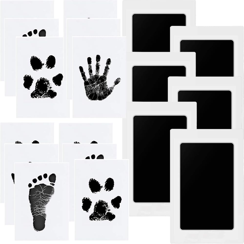 Baby Handabdruck und Fußabdruck Set, 6 pcs Baby Fussabdruck Set, Baby Abdruckset für Neugeborene, Pfotenabdruck Set Hund, Pfotenabdruck Set Katze, Clean Touch Stempelkissen für Baby Shower