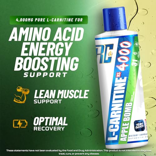 Image of Ronnie Coleman Signature Series L Carnitine XS 4000 Liquid, Stimulant Free, Sugar Free, Zero Carbs, Lean Muscle Strength Support for Men & Women, 16 Oz, Apple Bomb