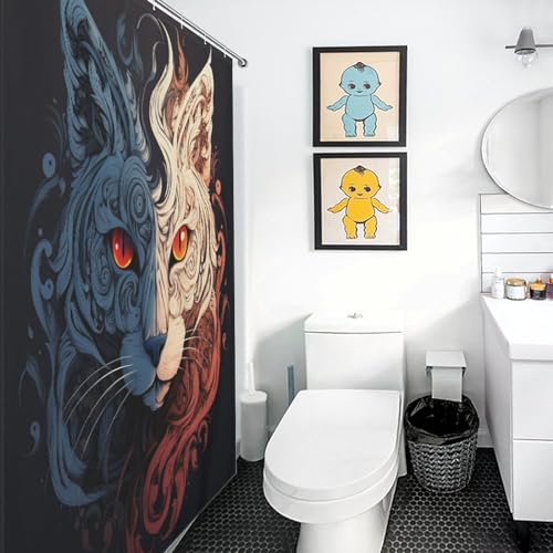 Rideau de douche chat 92x183cm imperméable avec crochets