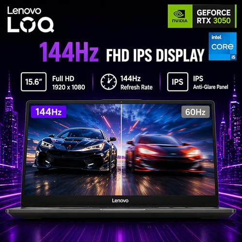 Image of Lenovo LOQ Essential Gaming Laptop, 15.6 inch FHD 144Hz Display, 8-core Intel Core i5-12450HX, 32GB DDR5, 512GB PCIe SSD, GeForce RTX 3050, HDMI, Wi-Fi 6, RJ-45, Card Reader, Windows 11, Non-Backlit