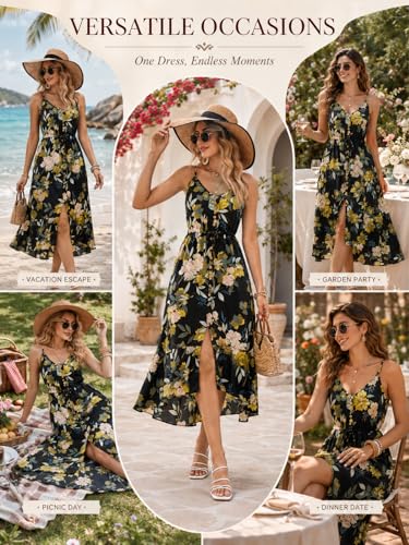 Image of BROVAVE Women's 2026 Summer Casual Boho Sundress Spaghetti Strap Midi Dress