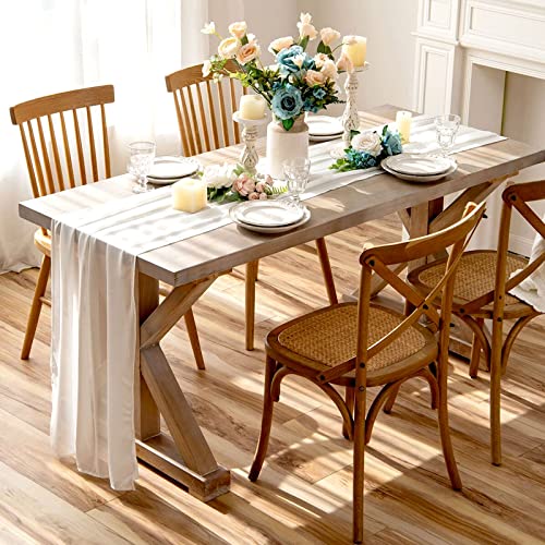 10 Pack 10Ft Wedding Table Runner 29X120 Inches White Chiffon Table Runner Sheer Table Runner Baby Shower Table Runner For Romantic Bridal Shower Birthday Party Decorations #TOP1