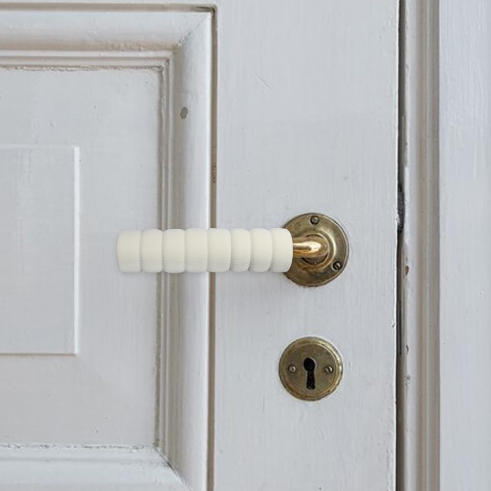 Confezione da 2 Paracolpi per Maniglia della Porta, Proteggi Maniglia della Porta in Schiuma per Pareti e Mobili, Copri Maniglia della Porta Beige