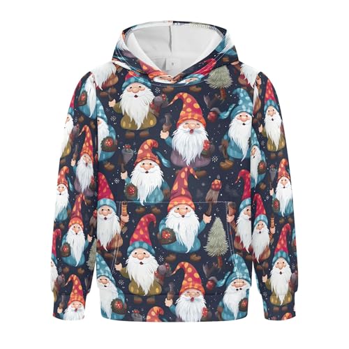 Kids Hoodies Sweaters Christmas Gnome Dwarfs Hooded Sweatshirts with Big Pockets for Boys Girls B0400003