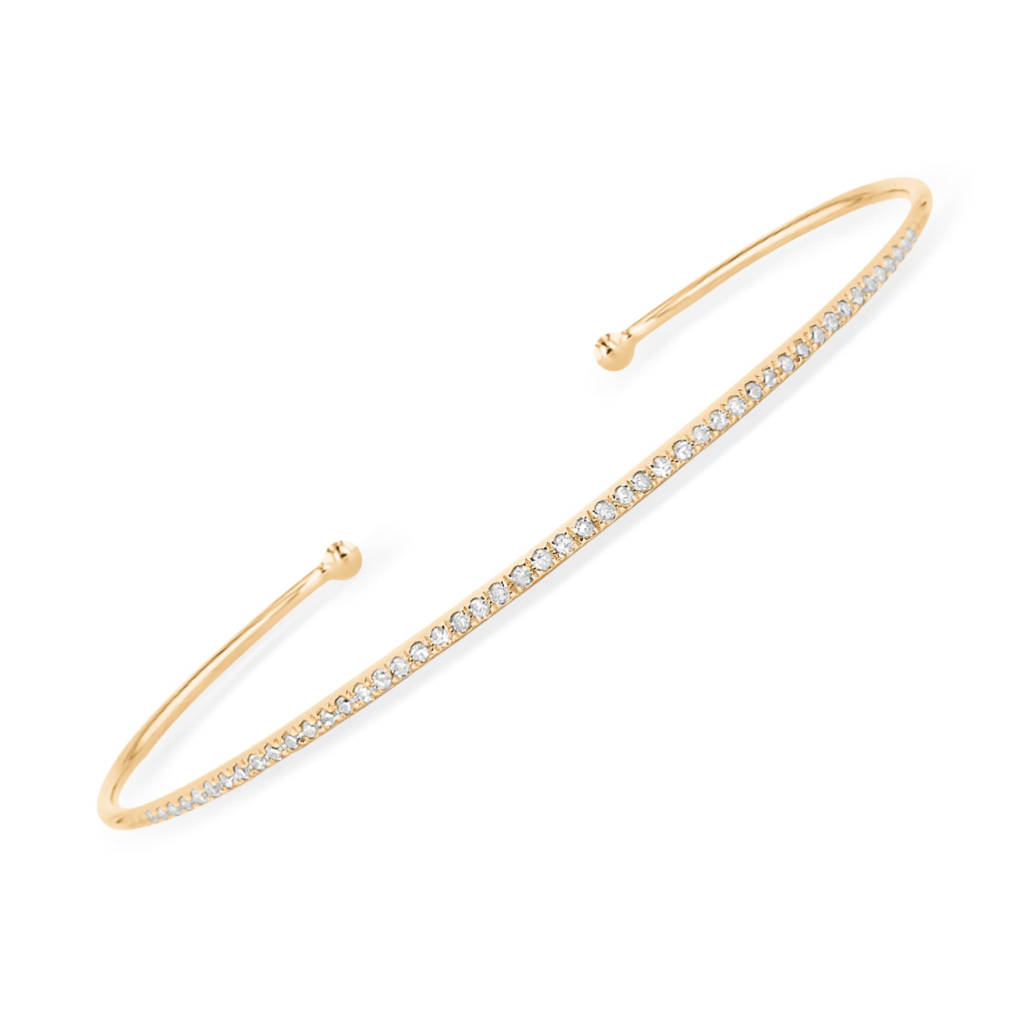 JULIETTE COLLECTION 14K Gold Diamond Thin Bangle Cuff Bracelets for Women