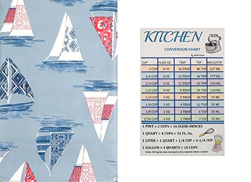 Summer fun sailboat collage vinyl tablecloth flannel back with zi…