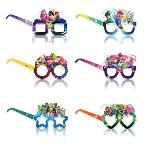 12Pcs Mario Galaxy Party Decorative Glasses Set, Cartoon Movie Cosplay Glasses, Perfect for Super Bros Birthday Parties Decorative, Return Gifts for Birthday Party by FGY - Used condition - US$11.83