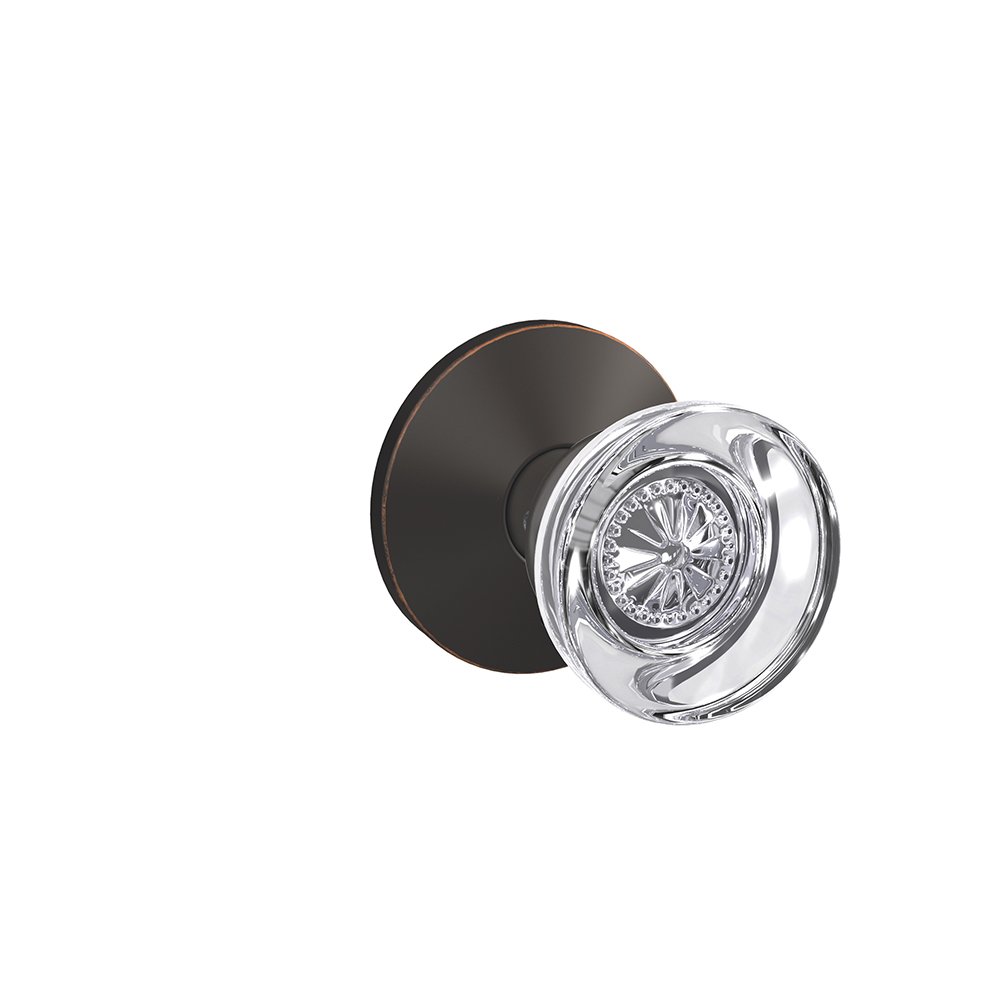 Schlage Custom FC21 HOB 716 KIN Hobson Glass Knob with Kinsler Trim Hall-Closet and Bed-Bath Lock, Aged Bronze