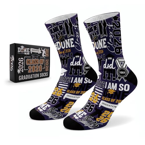 Batorkpl Graduation Socks 2026 with Gifts Box Class of 2026 Congrats Grad Gifts for College High School (Purple)