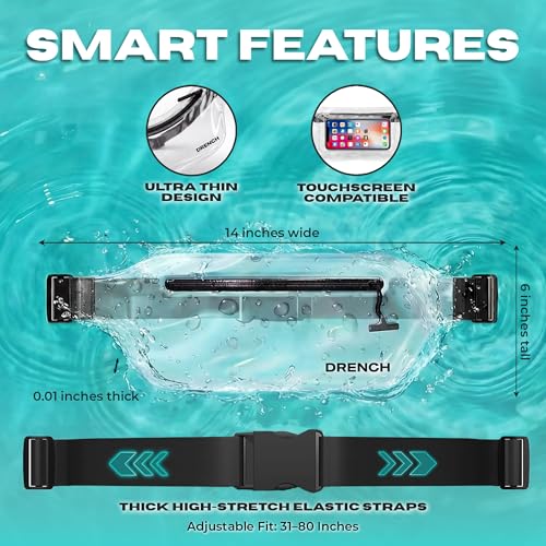 Image of DRENCH 100% Waterproof Clear Bag | Touchscreen Waterproof Fanny Pack Crossbody Phone Case, IPX8 Underwater Pouch for Swimming, Beach, Concerts & Stadium Events | Fits iPhone 15 Pro Max | iPhone