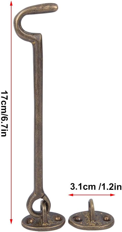 Barn Door Lock Gate Latch, Heavy Duty Brass Window Latches with Hook Eye Design for Closet Doors, Porch Fence, Cabin and Sliding Barn Doors