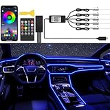 JINRUITOP Car LED Lights,Interior Strip Lights with App Remote Button Control,USB RGB Inside Car Ambient Lighting Fiber Optics with Music Mode,DC 12V