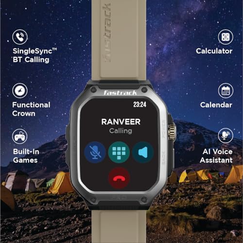 Image of Fastrack Active Pro Rugged Smartwatch with 1.85 inch AMOLED Display with AOD|SingleSync BT Calling|Functional Crown|100+ Sports Modes|AI Coach|Auto Sport Recognition|AI Voice Assistant|24x7 Health Suite