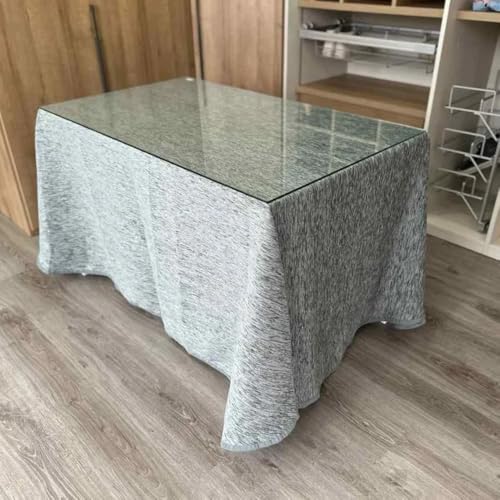 Genérico Ropa Chenilla Doble Grueso de Mesa Camilla Rectangular (Gris) sin Pliegues - Medida 120 x 70 cm (72 cm de Altura) - Falda Mesa Camilla, Enaguillas, Enaguas, Ropa Chenilla
