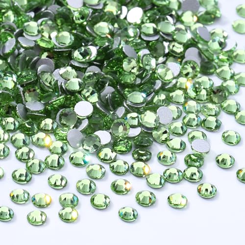 Image of Light Green Flatback Rhinestones, Glass Rhinestones for Nail Art and Craft, Glue Fix, Loose Crystal Gemstones(Lt.Green, SS4, 1440pcs, 1.5-1.7mm)