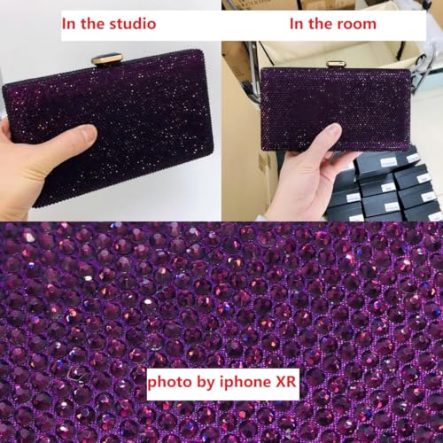 Image of Boutique De FGG Crystal Evening Bags for Women Formal Party Box Clutch Wedding Rhinestone Handbags Bridal Clutch Purse,Mini