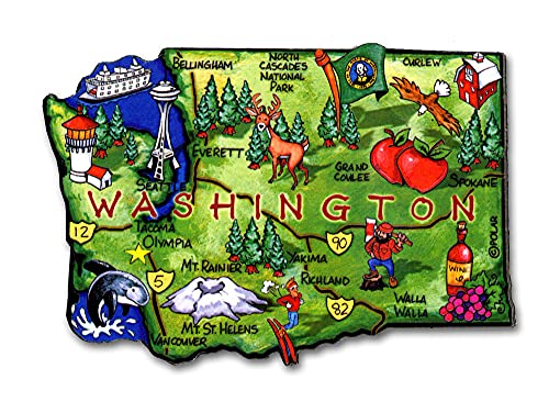 Washington Artwood State Magnet Collectible Souvenirs and Gifts by Classic Magnets