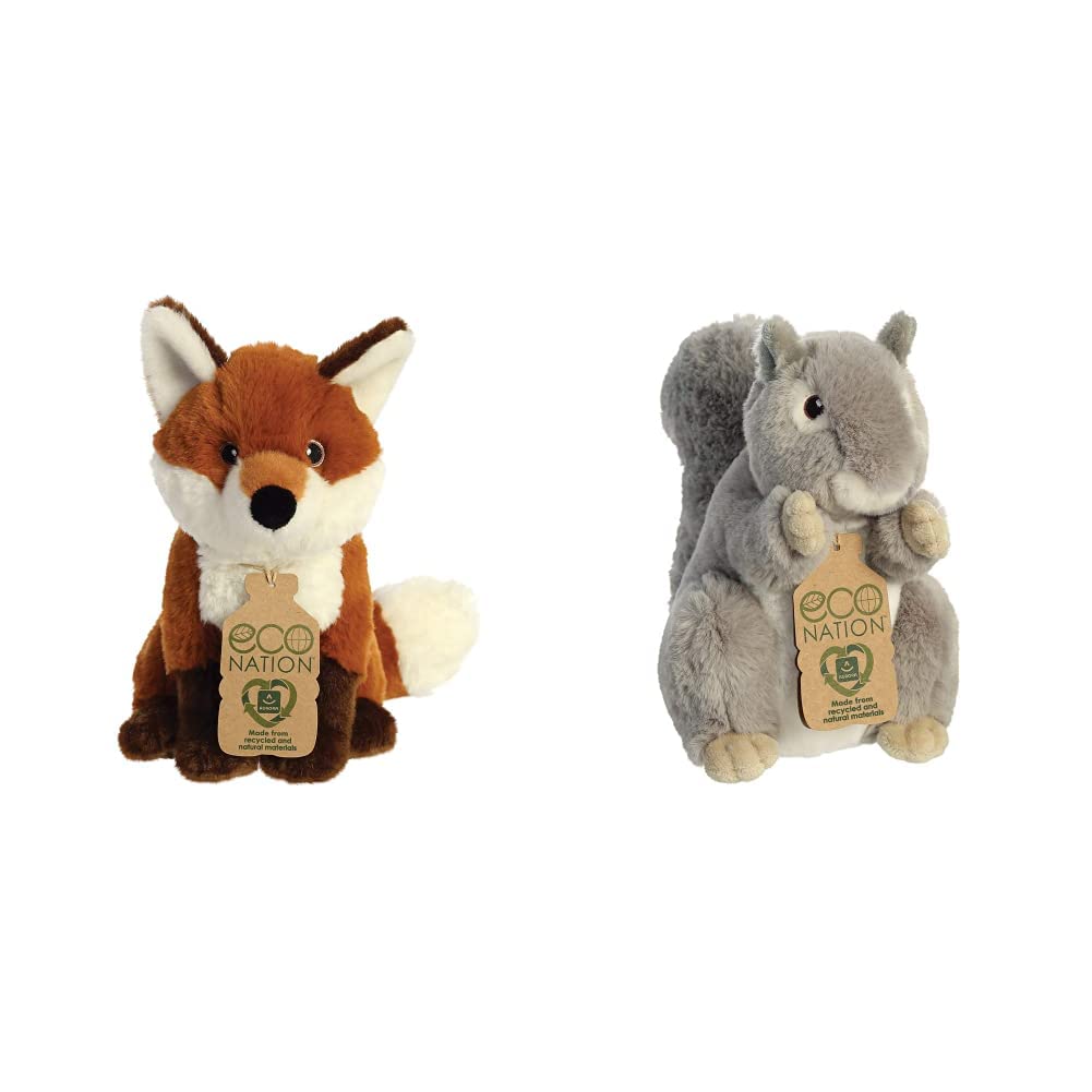 AURORA35009, Eco Nation, Fox, 9In, Soft Toy, Brown & White, Red & White &, 35011, Eco Nation, Squirrel, 8In, Soft Toy, Grey & White