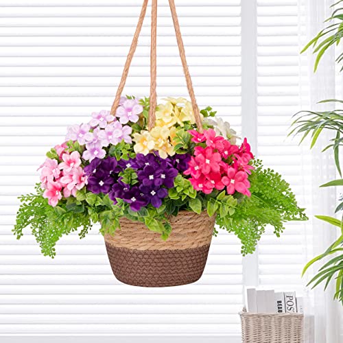 Elecxlink Outdoor Hanging Flowers 8 Artificial Fake Flowers Uv Resistant Bougainvillea Plants, Faux Plastic Greenery Hanging Plants For Indoor Garden Porch Home Wedding Decor #TOP4
