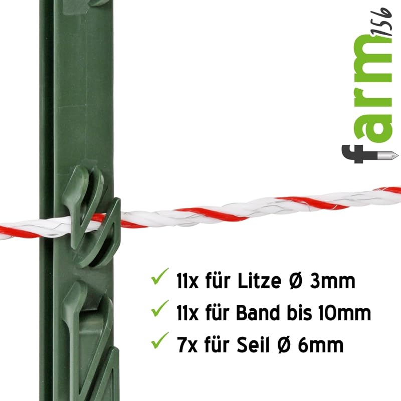 VOSS.farming 40x Weidezaunpfähle Farm 156", 156 cm, 11 Ösen, grün