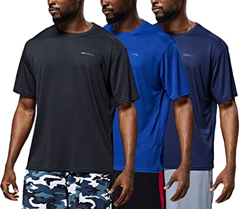 DEVOPS Mens Short Sleeve Dry Fit Mesh Athletic Round T-Shirts (3PACK)
