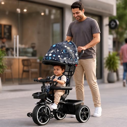 Image of Lifelong Kids Harness Parental Control Tricycle with EVA Wheels, Bell & Storage Basket|Baby Trike|Age Group 1 Years to 4 Years Carrying Capacity Upto 25 kgs