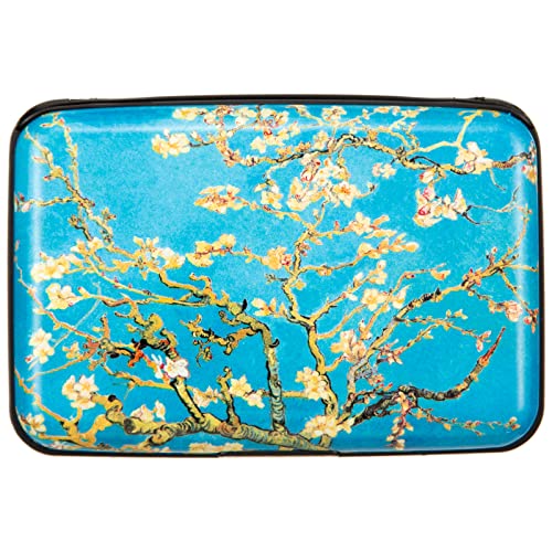 Image of Aluminum Wallet RFID Blocking Slim Metal Credit Card Holder Hard Case, Almond Blossoms, small