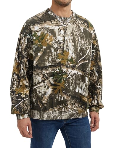 Men’s Crewneck Camo Sweatshirt Casual Pullover Long Sleeve Fleece Top Loose Graphic Print Streetwear for Fall Winter2