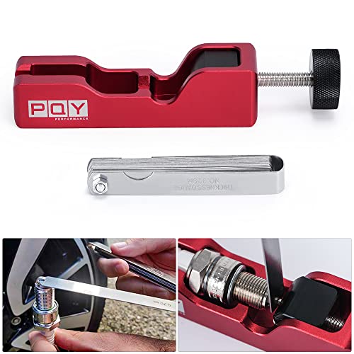 Image of Universal Spark Plug Gap Tool with 32 Blades Steel Feeler Gauge, Spark Plug Gapper Gapping Tool Adjuster for Most 10mm 12mm 14mm 16mm Sparkplug Red