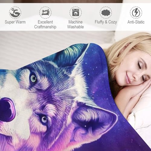 Couverture polaire loup plaid de lit chaud pour l'hiver - 4