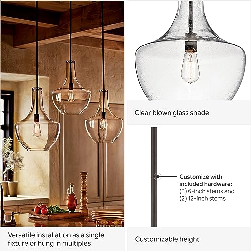 Kichler Everly Single Light Bell Pendant Light Fixture with Clear Glass in Natural Brass for Kitchen Island, Dining Room, or Home Bar (15.25" x 10.5"), 42456NBR by Kichler - Image 2