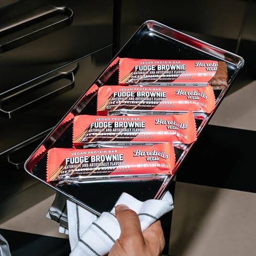Image of Barebells Vegan Protein Bars Fudge Brownie, Plant Based with High Protein - Chocolate Protein Bars - Perfect on The Go Protein Snack & Breakfast Bars 12 Count (Pack of 1)