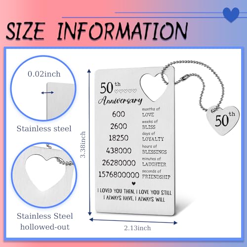 TRCENDE 50th 50 Year Wedding Anniversary Wallet Card Gifts Decorations for Men Women Him Husband Her Wife Couples, Sentimental Long Distance Presents XCD483