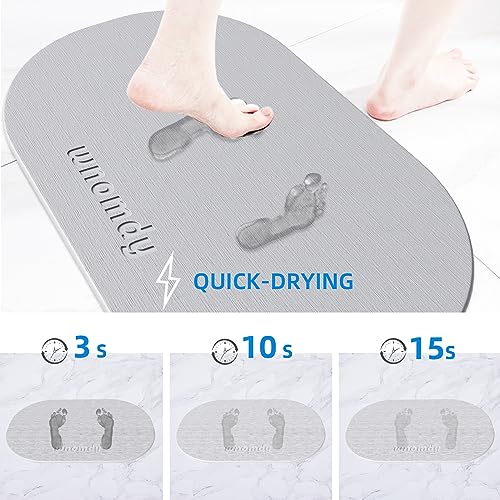 Image of Bath Stone Mats Diatomaceous Earth Bath Mat Fast Water Drying Super Absorbent Diatomite Mat with Non-Slip for Bathroom Shower,Kitchen Absorbent Pad,15.35x23.62inch,Light Grey,Oval,Hard 1-Pack