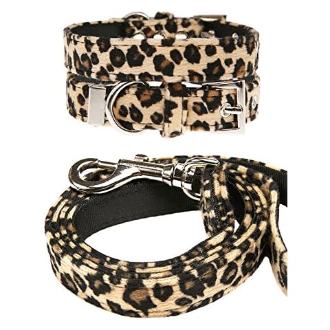 UrbanPup Leopard Print Fabric Collar & Lead Set (Large - Dog Neck Circumference, adjusts: 14" to 18" / 35cm to 45cm) Cover
