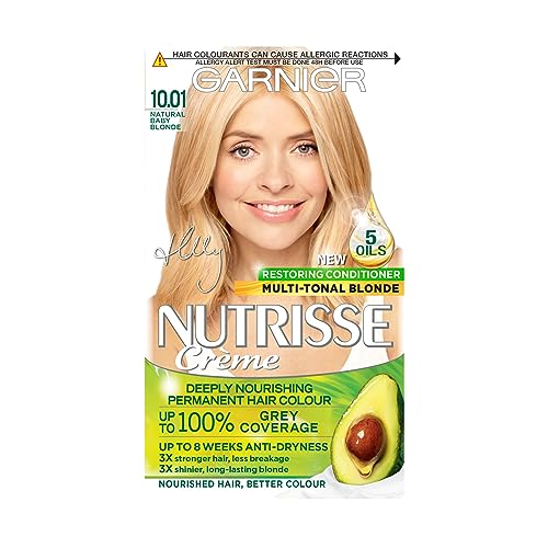 Garnier Nutrisse Permanent Hair Dye, Natural-looking, hair colour result, For All Hair Types, 10.01 Natural Baby Blonde