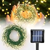 ITICdecor Solar Powered String Lights Outdoor 9.8FT 120 LED Waterproof Firecracker Fairy Lights with 8 Modes Green Copper Wire for Christmas Garden Wedding Patio Garden Yard Decor
