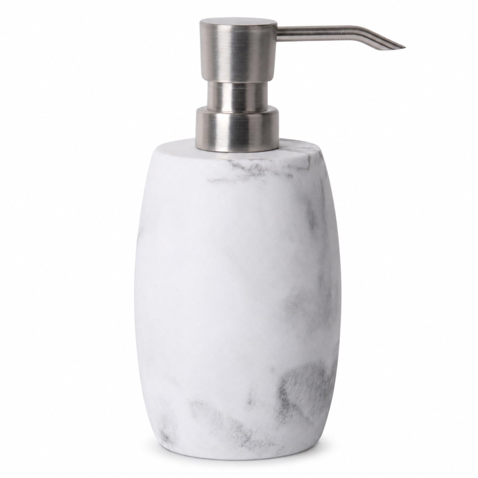 Clasin Home Resin Hand Soap Dispenser, Refillable Soap Dispenser with White Marble Look and Metallic Pump, Waterproof Bottle Labels for Bathroom