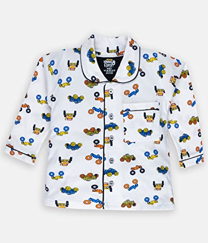 Image of Boys and Girls Pure Cotton Full Sleeve Night Suit | 1 Pajama Set (Car)