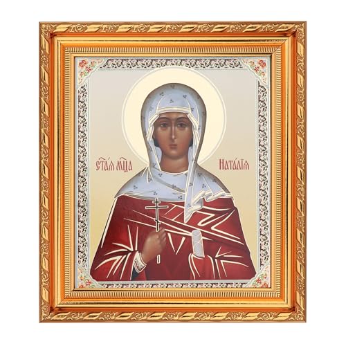 Icono de Santa Natalia NKlaus: arte sacro con marco y vidrio de 21x18cm modelo 39004