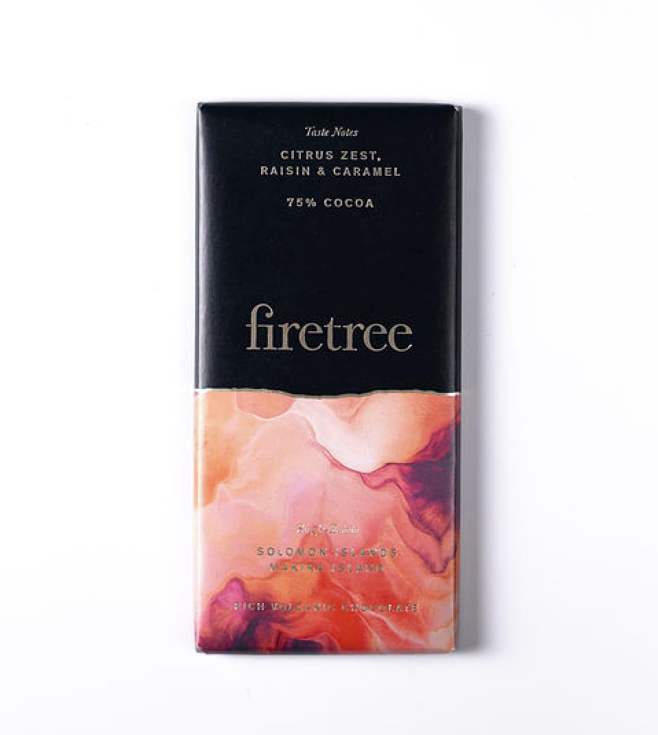 Firetree, Single Estate, Solomon Islands, Makira Island, Rich Volcanic Luxurious Vegan Dark Chocolate Bar, 75% Cocoa, 2 x 70g
