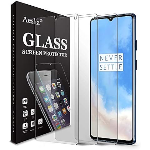 Aeska [3 Pack] OnePlus 7T Screen Protector, [Tempered Glass] [Anti Scratch] [Crystal Clear] One Plus 7T Bubble Free with Lifetime Replacement Warranty Cover