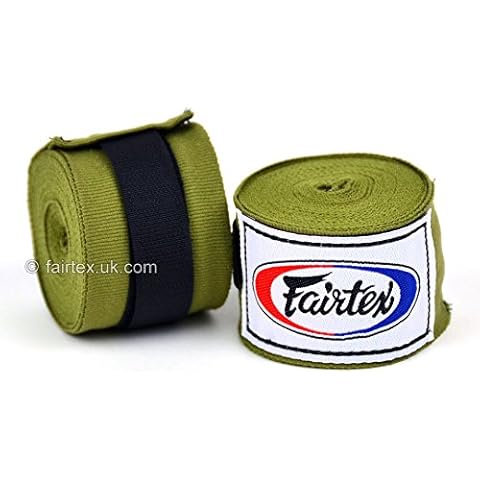 Fairtex Hand Wraps 4.5M Olive Green HW2 Stretch Boxing Muay Thai Kickboxing Sold by MinotaurFightStore Cover