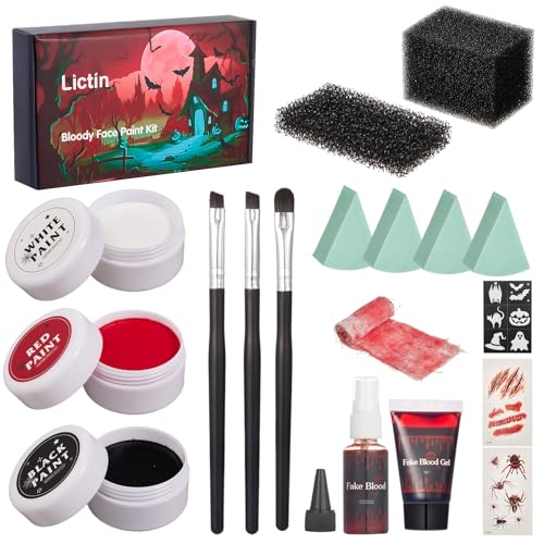 Lictin Special Effects SFX Zombie Makeup Kit, Black White