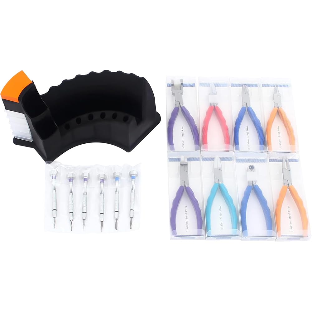 Brillen Reparatur Set 14-Tlg Optiker Zangen Schraubendreher Ständer,Black,O