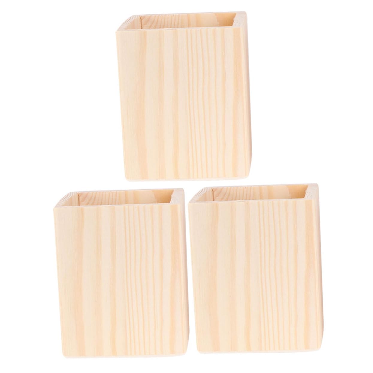 Amosfun Portapenne in Legno Da 3 Pezzi Per Scrivania Contenitore Per Penne in Legno Portapenne Decorativo 3 Pezzi * 3